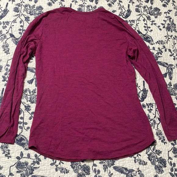 Seg’ments segments 100% merino wool top tee long sleeves magenta print L large - Picture 4 of 6
